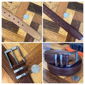 Mezlan Genuine Lizardskin Brown Lizard Mens Belt Size US 42 Made in Spain